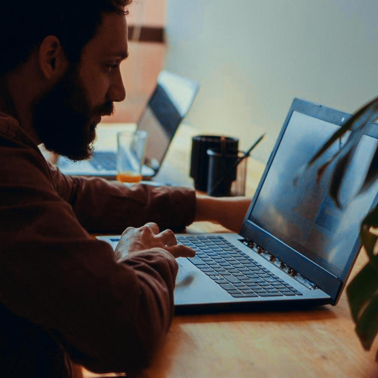 Man working on his laptop